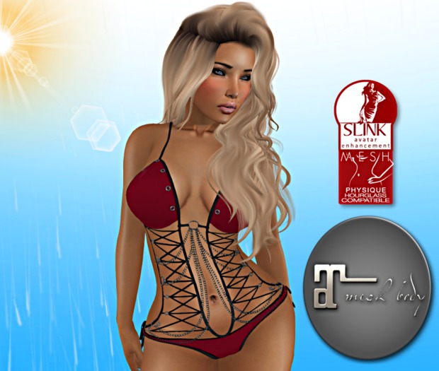 .::Princess Keyz::. Misty Chained Swimsuit ~ Crimson ~ Maitreya , Slink HG PH