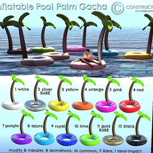 CONSTRUCT - 2 silver Inflatable Pool Palm RARE