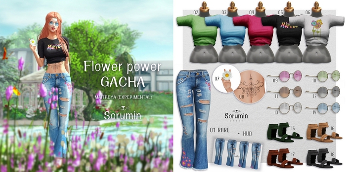 03 -Sorumin- Flower power GACHA -Top Blue- Maitreya
