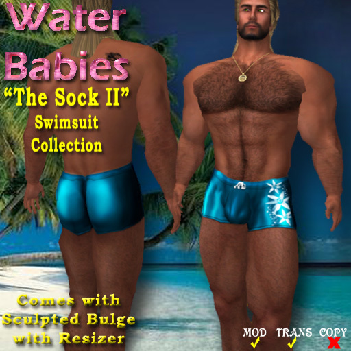 Water Babies - "The Sock II" Square Cut (Azure)