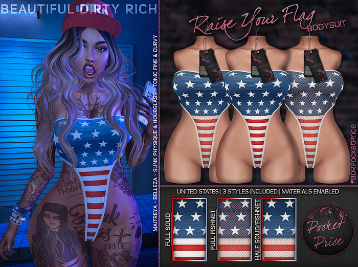 Second Life Marketplace B D R Pocket Price Raise Your Flag Usa