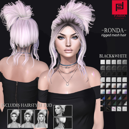 -FABIA- Mesh Hair   < Ronda> Black&White