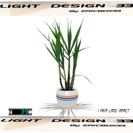 Green plant 6 - round pot 2 colors lines - Mesh - 1Prim (Boxed)