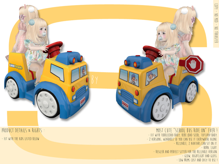 Sweet Baby - School Bus Ride On - Mesh