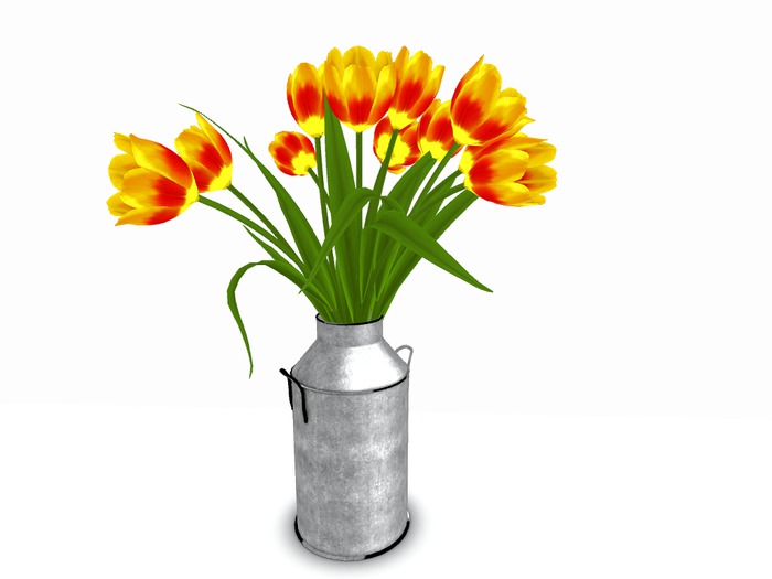 MILKCAN zinc w TULIPS yellow/red c