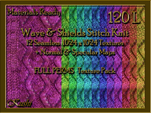 Waves & Shields Pattern Hand Knit Woollen Seamless Texture Pack Full Perms Materials Ready 1024x1024 Tileable Repeating