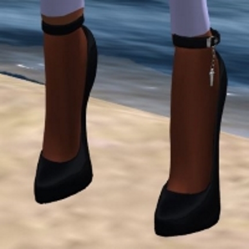 Black Heels with Cross on Chain