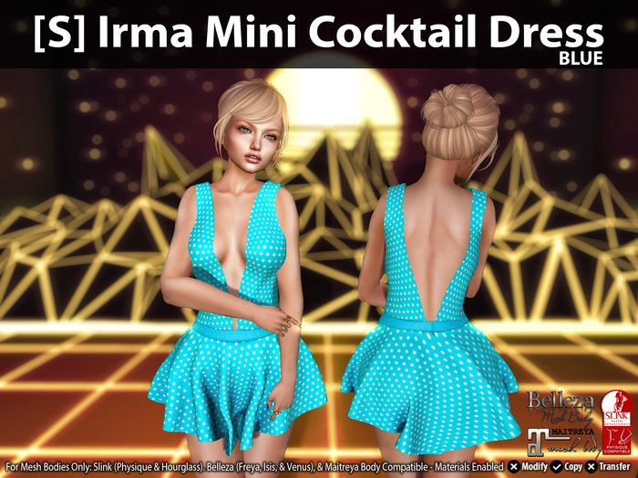 [S] Irma Mini Cocktail Dress Blue
