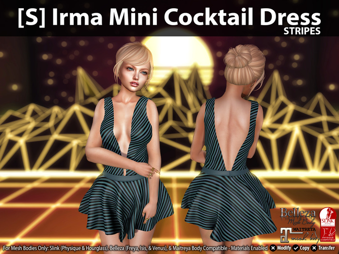 [S] Irma Mini Cocktail Dress Stripes