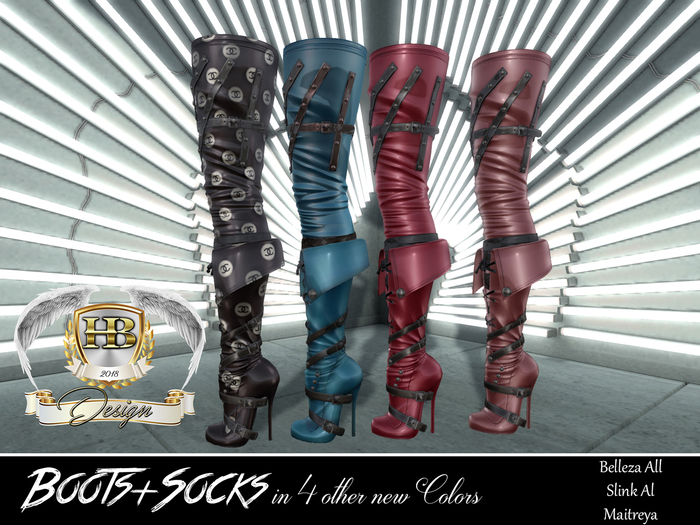 [HB] Boots+Socks {Latex Blue}