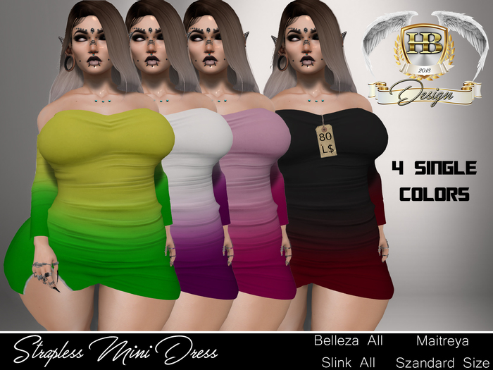 [HB] Strapless mini Dress {Night/Red}