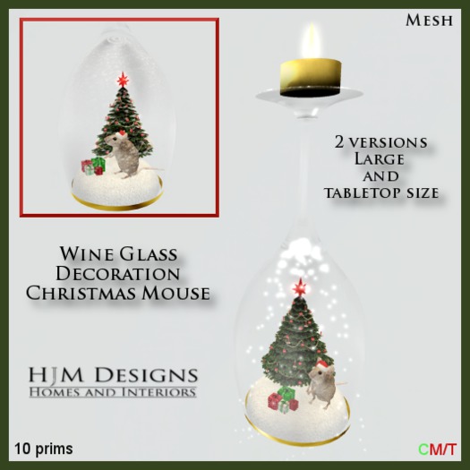 Wine Glass Decoration - Christmas Mouse Boxed