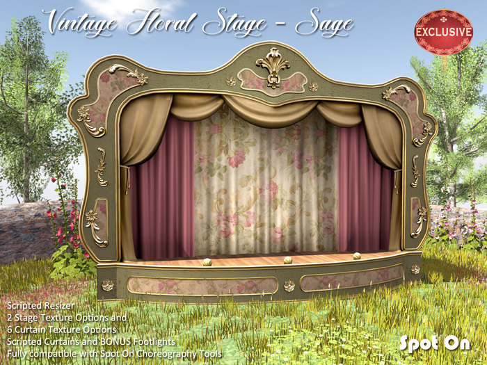 *SO* Vintage Floral Stage - SAGE