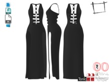 Dae Obj FBX Women's Front and Back Buckled Straps Slits Dress Different Back For Maitreya, Ocacin