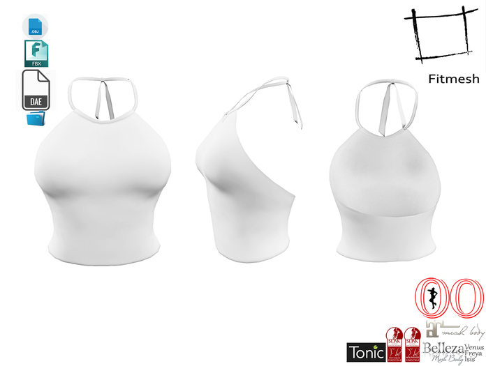 Dae Obj FBX Women's Halter Crop Top For Maitreya, Ocacin, Slink, Belleza, Tonic