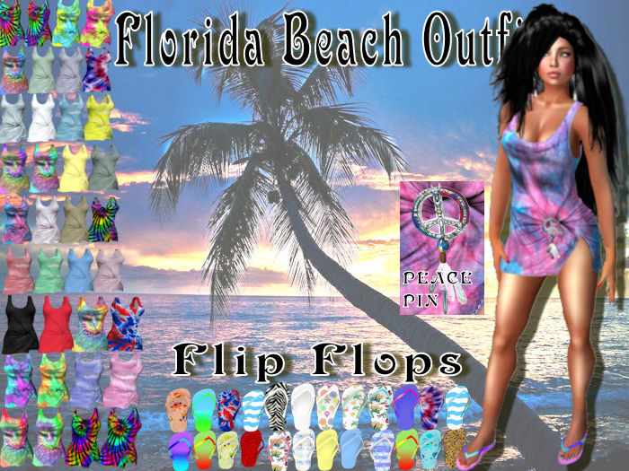 Florida Beach Dress,  Flip Flips & Peace symbol 