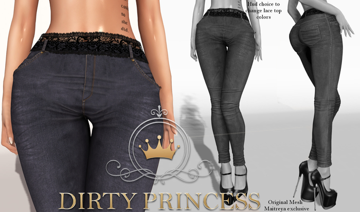 DIRTY PRINCESS- One Kiss Princess Jeans- FADED DENIM