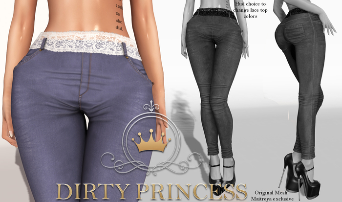 DIRTY PRINCESS- One Kiss Princess Jeans- LT. DENIM