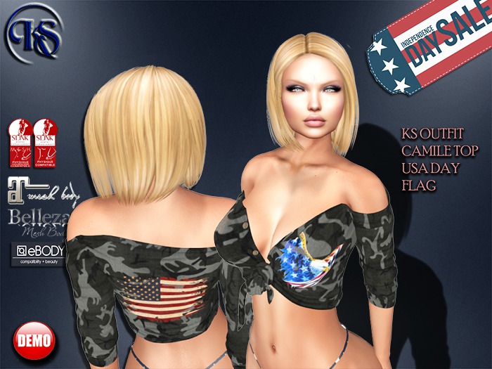 KS OUTFIT CAMILE TOP USA DAY FLAG
