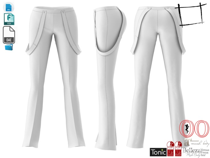Dae Obj FBX Women's Trousers With Dropped Suspenders Maitreya, Ocacin, Slink, Belleza, Tonic