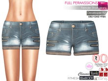 Dae, Obj, FBX For Female Short Jeans Slink, Voluptuous, Maitreya, Ocacin, Belleza, Tonic