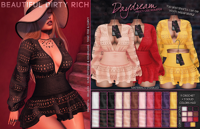 *B.D.R.* Daydream (Solid & Crochet) / 22 colors HUD