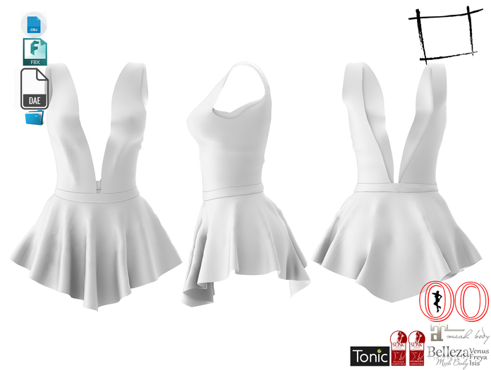 Dae Obj FBX Women's Full Cleavage Mini Skirt Backless Coctail Dress For Maitreya, Ocacin, Slink