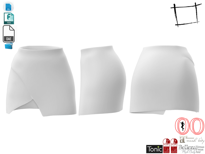Dae Obj FBX Women´s High Waist Mini Wrapped Skirt For Maitreya, Ocacin, Voluptuous, Slink, Belleza