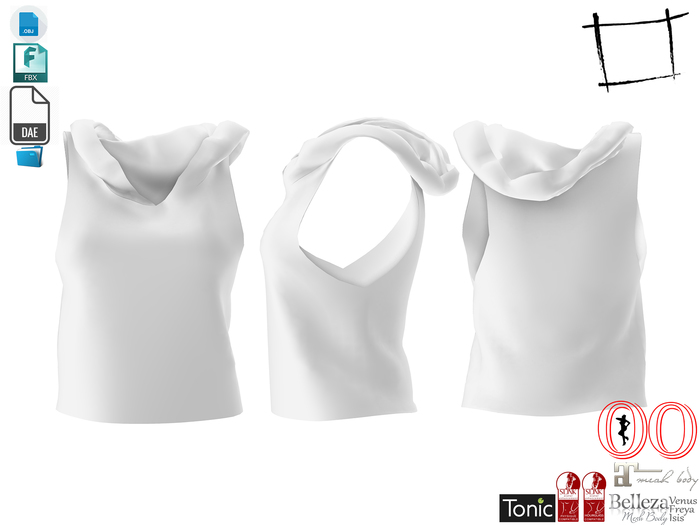 Dae Obj FBX Women's No Sleeves Hoodie Street Top For Maitreya, Ocacin, Slink, Belleza, Tonic