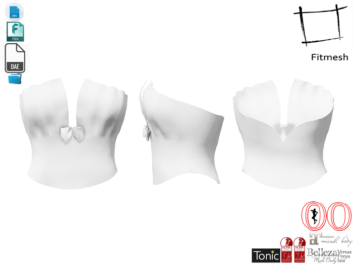 Dae Obj FBX Women's Shell Corset Top For Maitreya, Ocacin, Slink, Belleza, Tonic, Voluptuous