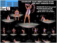 Champagne glass mesh dance floor and seat animated poses