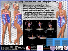PROMO Diva outfit blue fitmesh with giant champagne glass dance floor 6 poses animated 3 dances,rigged hair,ribbons flag