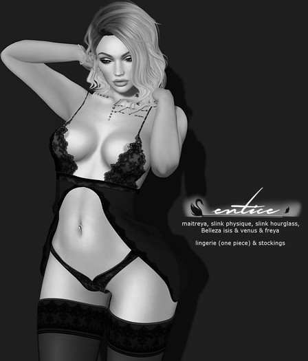 ! Black Swan ! Entice Lingerie (one piece) & stockings - DEMO