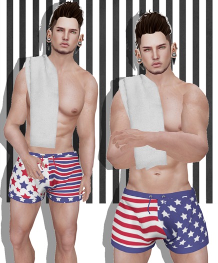 { An@rchy Ink } DEMO USA Beach Shorts -add to unpack