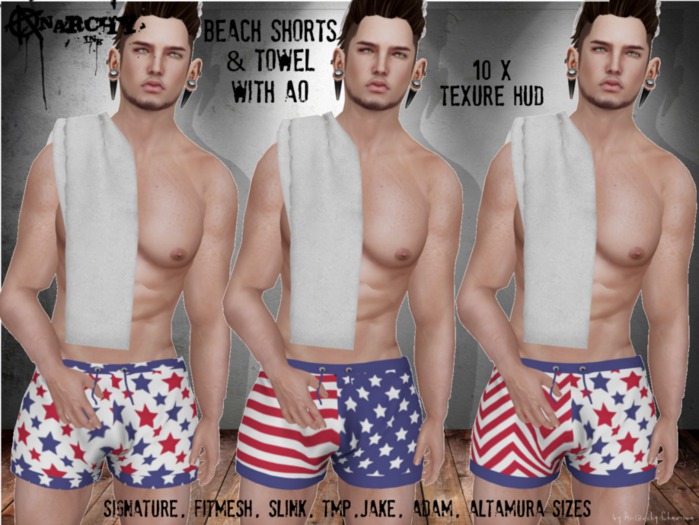{ An@rchy Ink } USA Beach Shorts -add to unpack