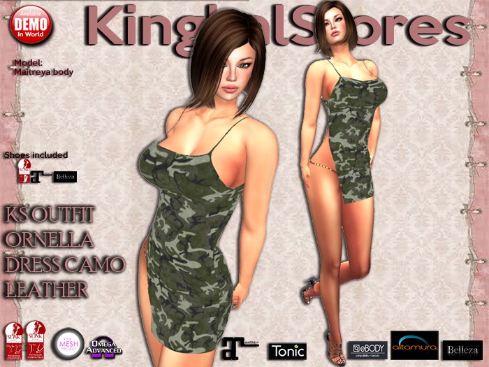 KS OUTFIT ORNELLA DRESS CAMO LEATHER