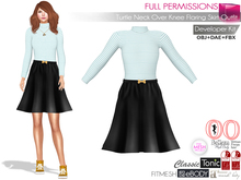 Dae, Obj, FBX For Turtle Neck Over Knee Flaring Skirt Outfit Slink, Voluptuous, Maitreya
