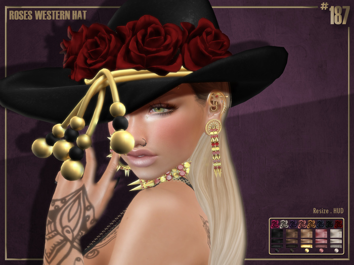 #187# Roses Western Hat 