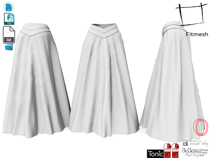 Dae Obj FBX Women's Armour Belt Long Skirt For Maitreya, Slink, Belleza, Tonic
