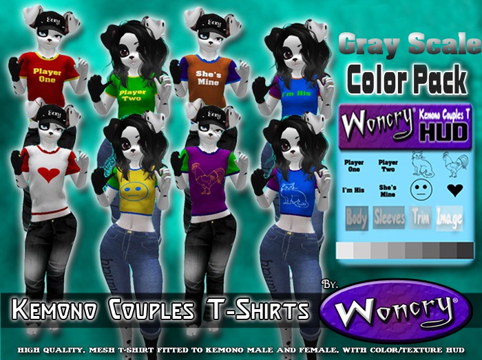 WONCRY Couples T-Kemono Gray Scale Pack