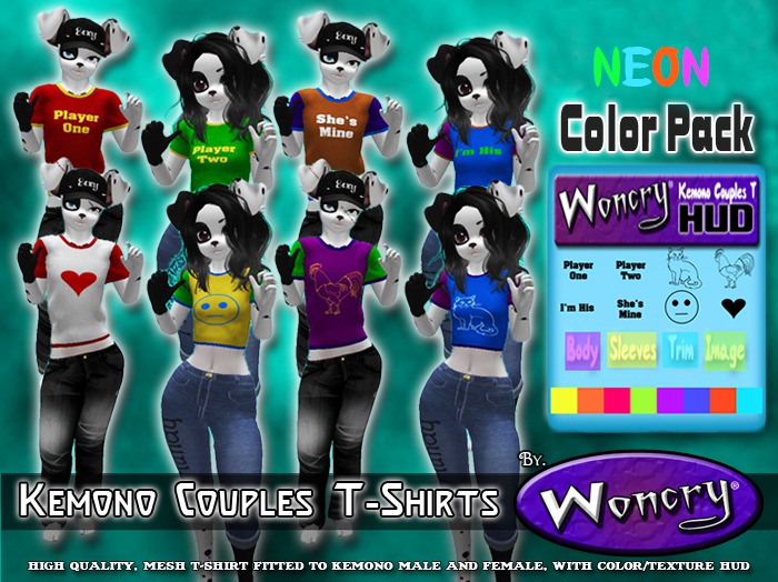 WONCRY Couples T-Kemono Neon Pack