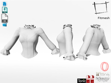 Dae Obj FBX Women's Ruffled Neck and Sleeves Puffy Shoulders Corset Top Maitreya, Slink, Belleza