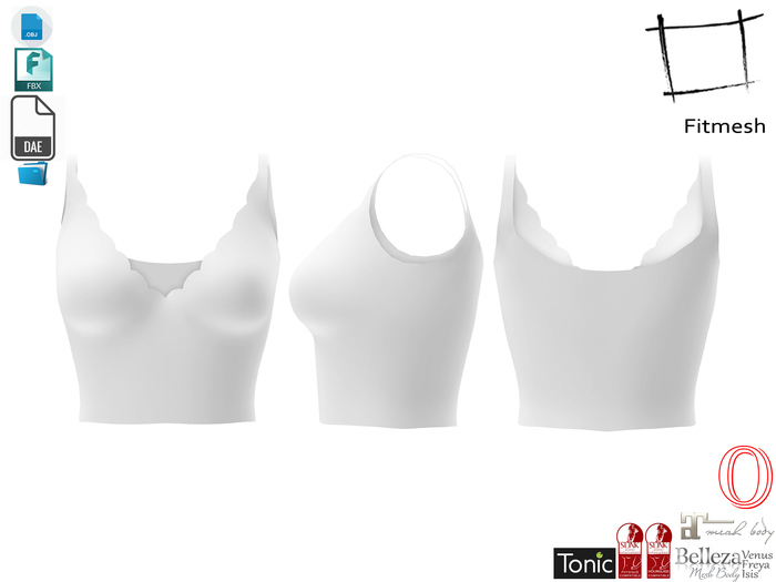 Dae Obj FBX Women's Sleeveless Scallops Crop Top Maitreya, Ocacin, Slink, Belleza, Tonic