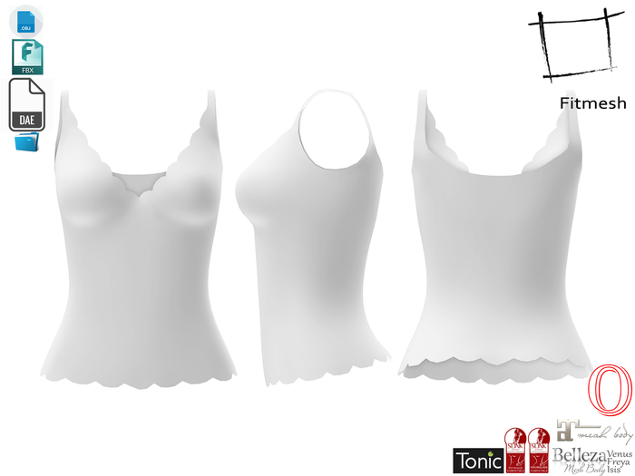 Dae Obj FBX Women's Sleeveless Scallops Top Maitreya, Ocacin, Slink, Belleza, Tonic