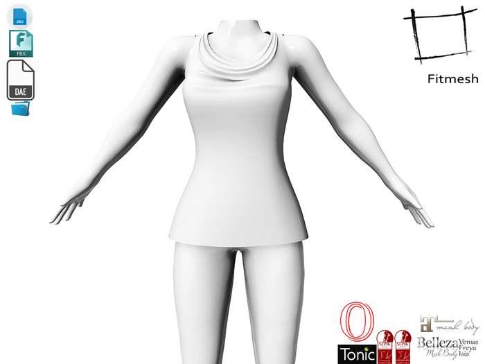 Dae Obj FBX Women's Cowl Neck Top Maitreya, Ocacin, Slink, Belleza, Tonic