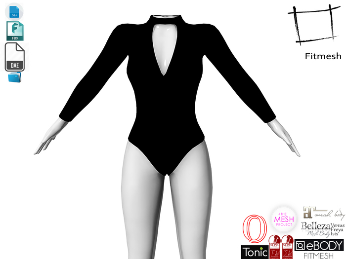 Dae Obj FBX Women's Chocker Bodysuit Maitreya, Ocacin, Slink, Belleza, Tonic, TMP