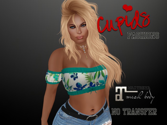 *CF* Off Shoulder Halter MAITREYA Blue Aloha