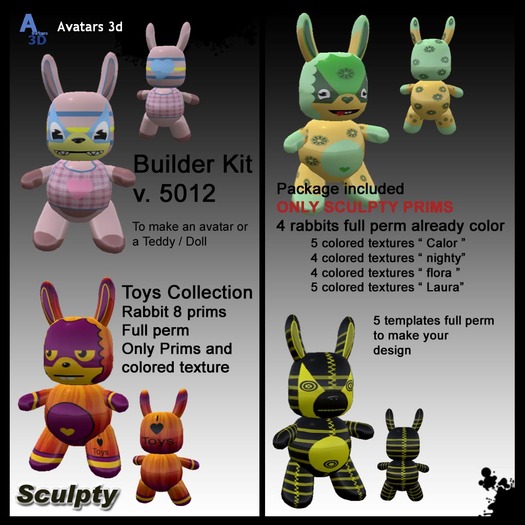 Sculpty prims - Builder Kit Toys Collection Rabbit v. 5012