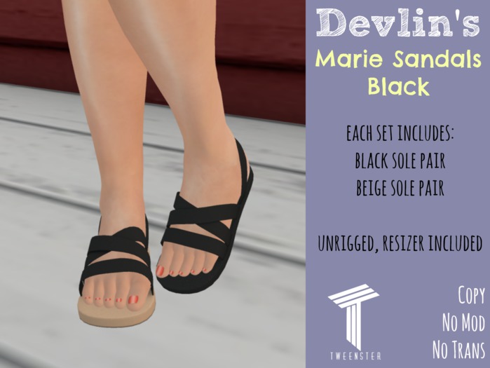 Devlin's Black Sandals (bagged)