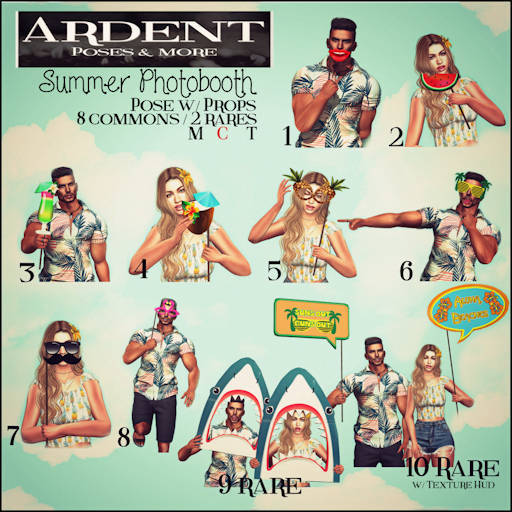 Ardent Poses - Summer Photobooth - 10 RARE Chat Bubbles